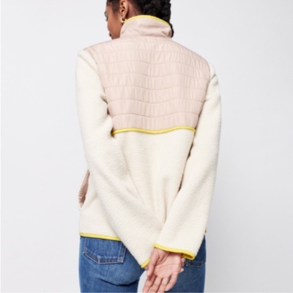 Faherty Cream and Pink Sherpa Fleece with Yellow Trim - Picture 2 of 12
